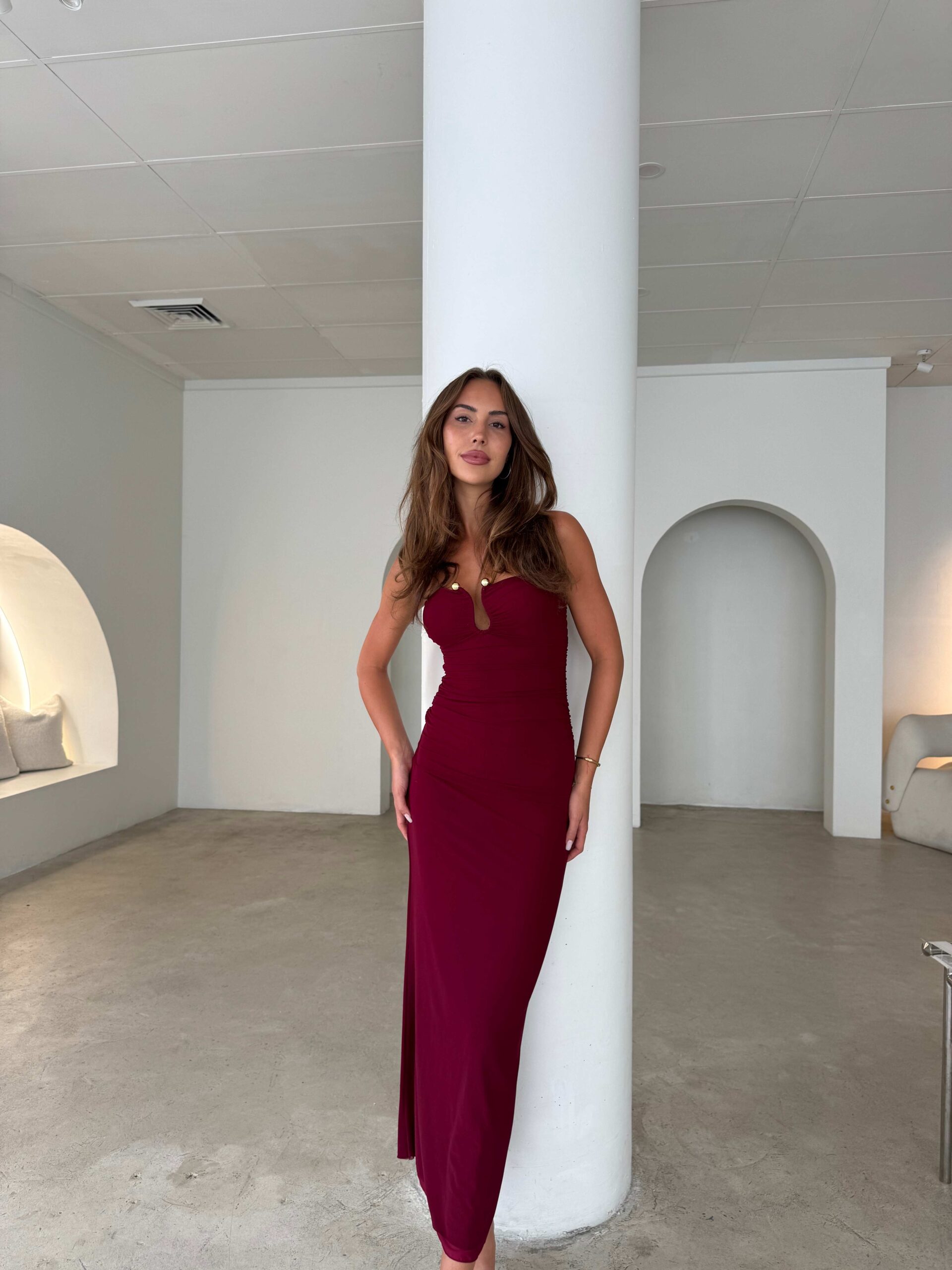 Elegant Burgundy Evening Dress